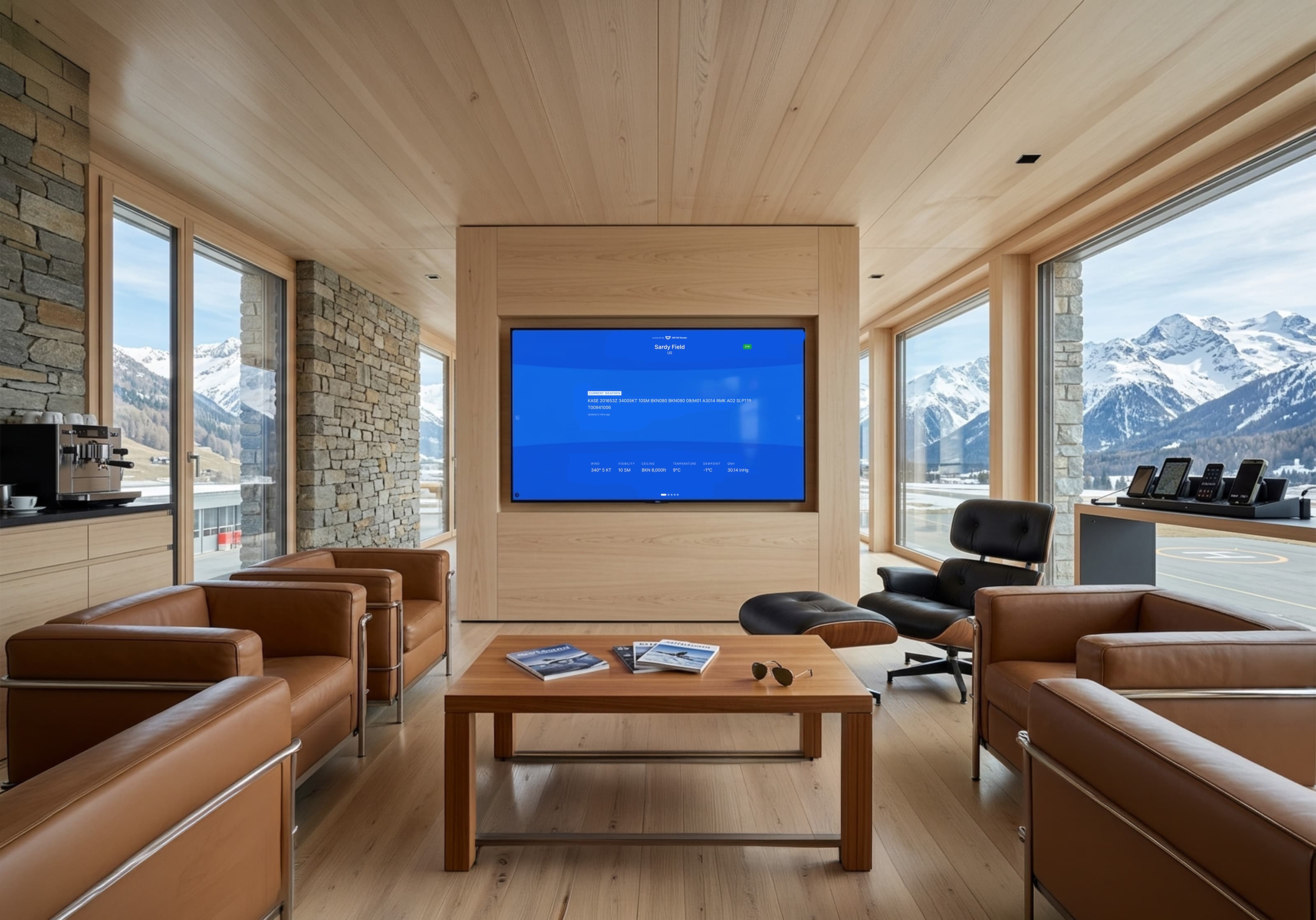 METAR Reader TV wall mode: live colour-coded weather tiles for a fleet of stations on a big screen